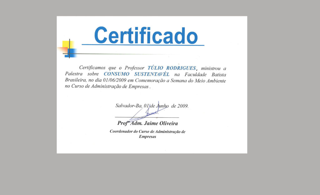 Faculdade Batista Brasileira- Salvador Palestra Consumo Sustentável a